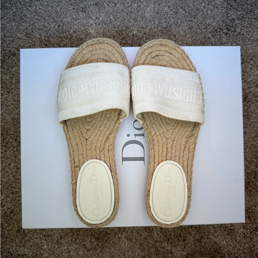 Dior Women's Cream Espadrille Slides - Picture 4 of 10